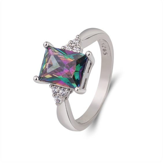 Ladies Mystic Topaz Rainbow Colorful Ring Size 10