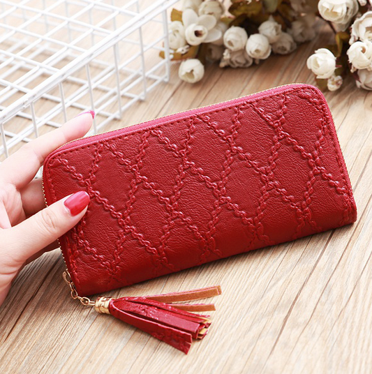 Embossed Zipper Around Woman's Wallet (Pick Color)