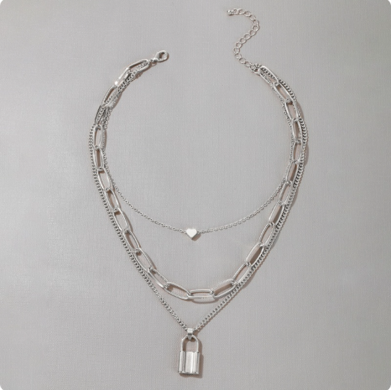 Stylish Fashion Trend Heart and Locket Layered necklace
