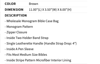 Fashion Monogram iPad, iPad mini, Bible Case Bag - BROWN