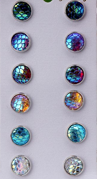 Mermaid Scale (Ladies, Teens or Kids) Post Stud Earrings  ( Choice )