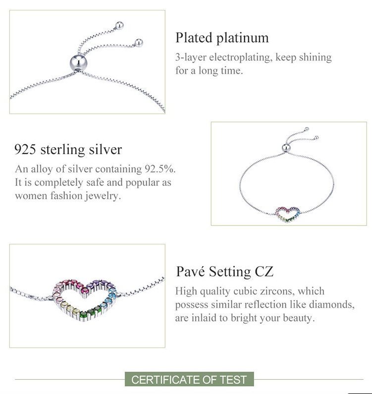 Sterling Silver Cubic Zirconia Rainbow Heart Necklace Earrings Bracelet Set ( Ladies Teens ) (( PREORDER ))