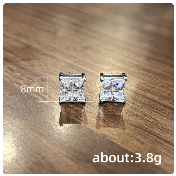 AAAA+ Princess Cut Cubic Zirconia on Silver Post Back Earrings ♥️ Mermaid Tracy Favorite ♥️ HUGE SAVINGS