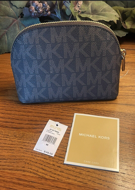 Michael Kors Cosmetic DRAGONFLY Jet Set Makeup Leather Brown 35T8GTV7 🔥Authentic 🔥