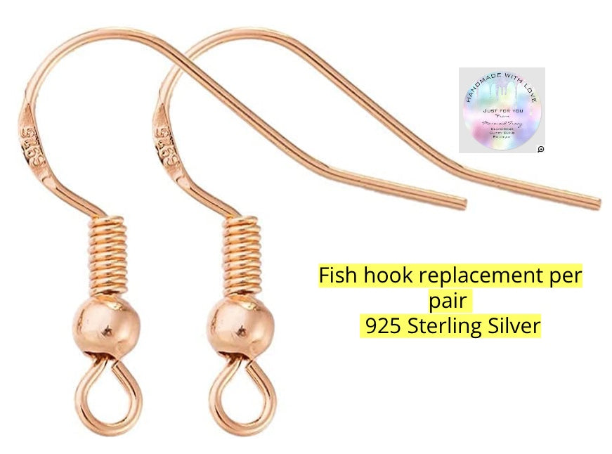 925 Sterling Silver Fish hook replacement service ( One Pair ) Choose Color Style