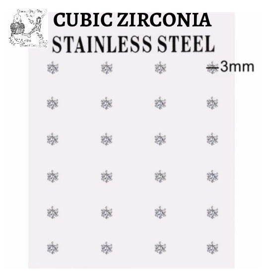 Cubic Zirconia Post Back Stud Post Stainless Steel Earrings 🔥 SALE 🔥