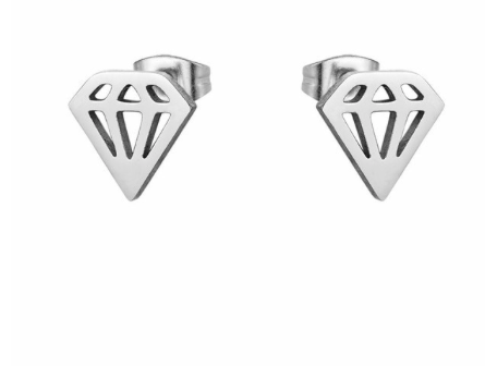 Diamond Gem Shaped Post Back Stud Post on 925 Stainless Steel Earrings 🔥 SALE 🔥