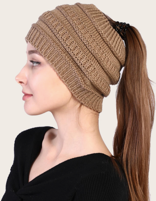 Unisex Pony Tail Beanie Hat 🔥 Fan Favorite 💙 Choose Color 🔥