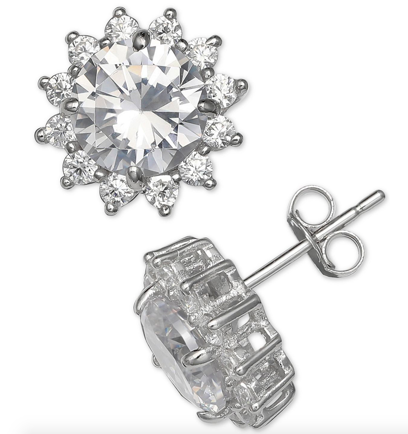 Giani Bernini Cubic Zirconia 925 Sterling Silver Starburst Stud Earrings ( Discounted: small defect ) Cannot see without magnified