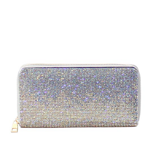 Accordion Iridescent Crystal Bling Long Wallet