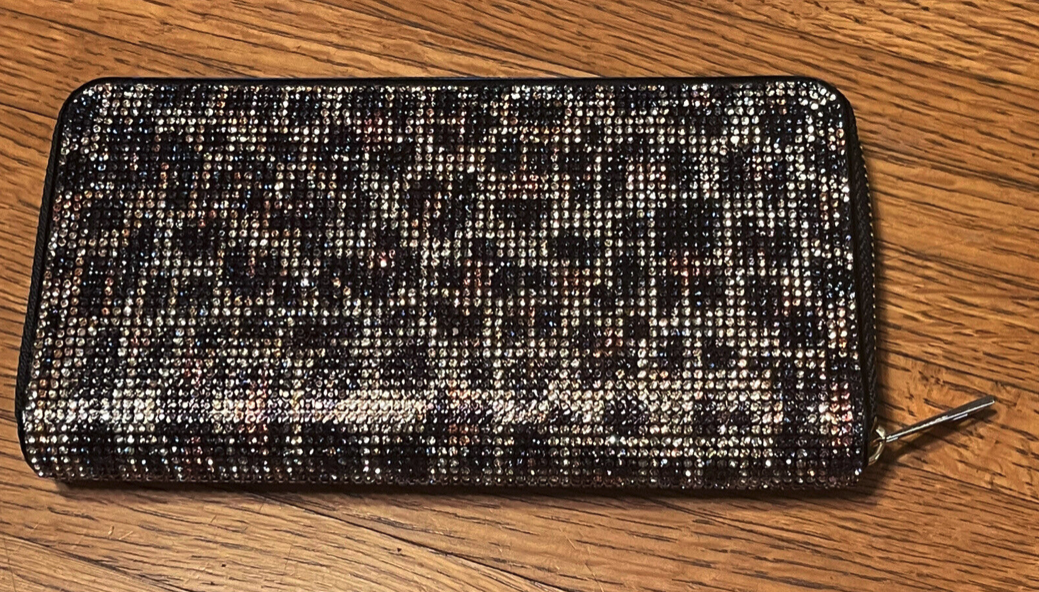 Cheetah Print Crystal Bling Long Wallet
