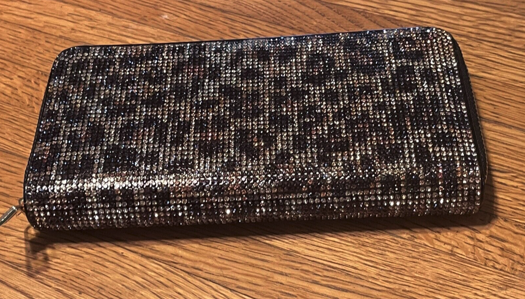 Cheetah Print Crystal Bling Long Wallet