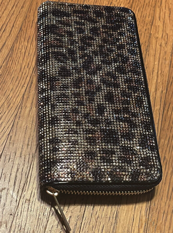 Cheetah Print Crystal Bling Long Wallet