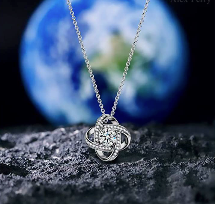 EM 18k White Gold Plated CZ Diamond Fashion Necklace