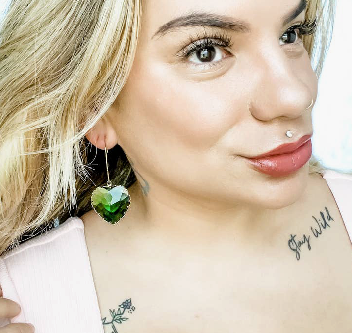 Amore in Emerald ~ 18K Gold Stainless Steel Austrian Crystal Earrings