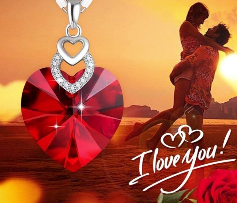 3 Heart Crystal Necklace for Women Gifts for her Pendant Crystal Jewelry Necklace for Girl Wedding Gifts for Anniversary Day Mother's Day Valentine’s Day Birthday