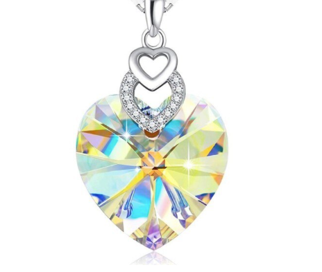 3 Heart Crystal Necklace for Women Gifts for her Pendant Crystal Jewelry Necklace for Girl Wedding Gifts for Anniversary Day Mother's Day Valentine’s Day Birthday