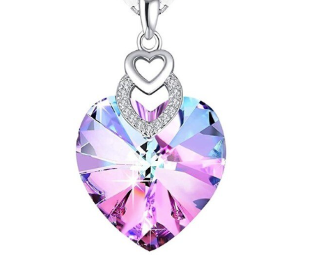 3 Heart Crystal Necklace for Women Gifts for her Pendant Crystal Jewelry Necklace for Girl Wedding Gifts for Anniversary Day Mother's Day Valentine’s Day Birthday