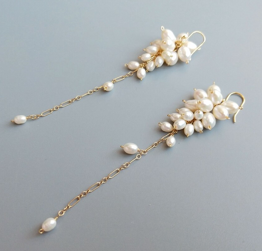 Genuine  Freshwater Pearl   925 Sterling Silver  Earrings