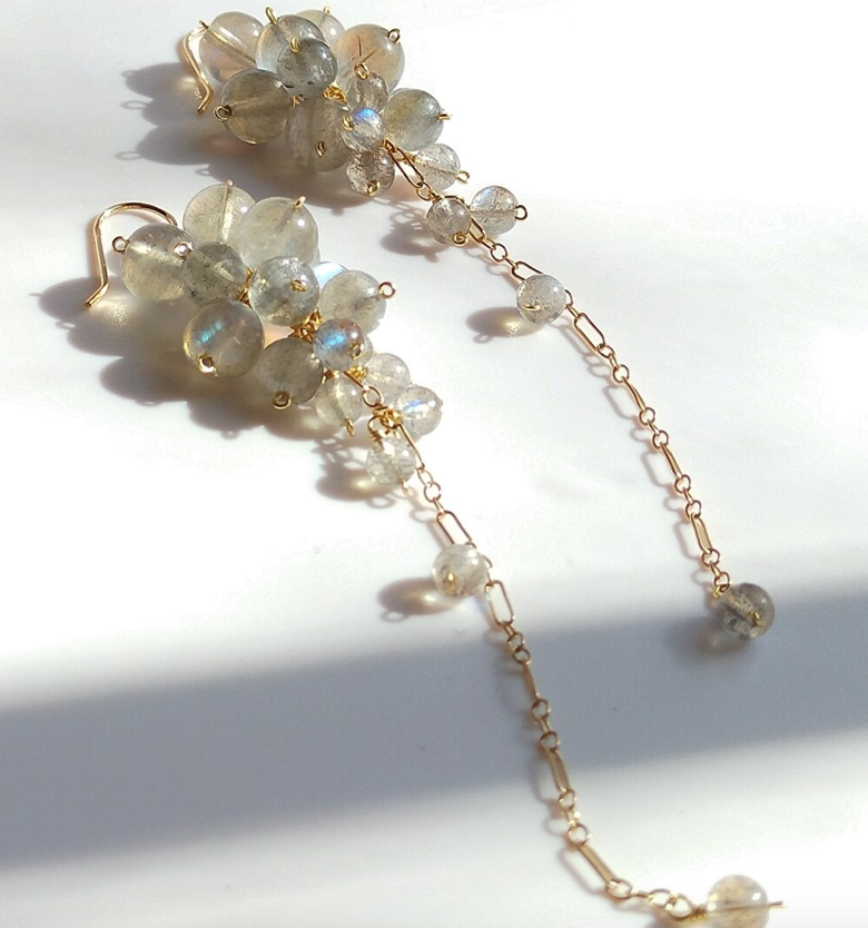 Natural Labradorite 925 Sterling Silver Earrings