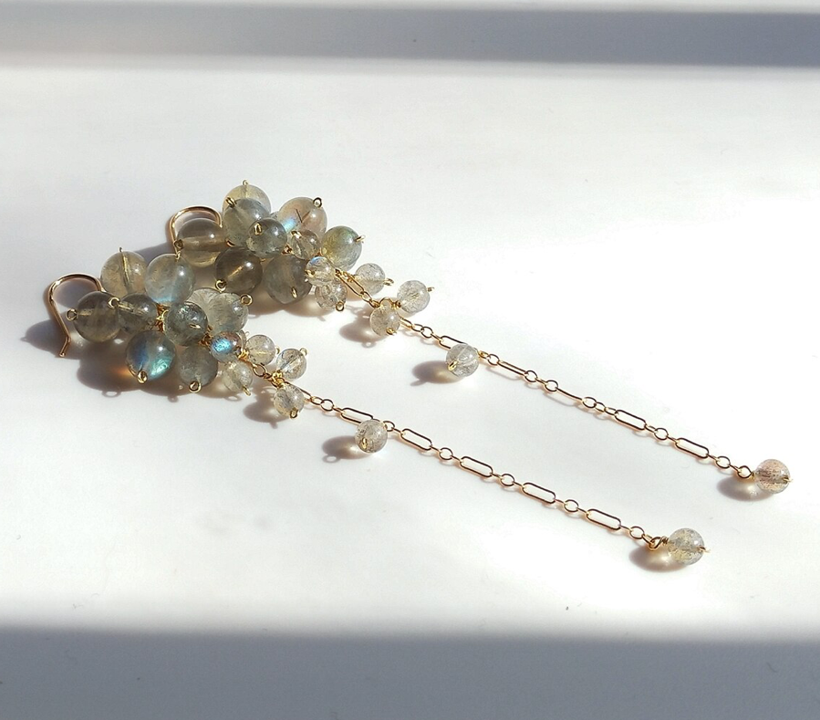 Natural Labradorite 925 Sterling Silver Earrings