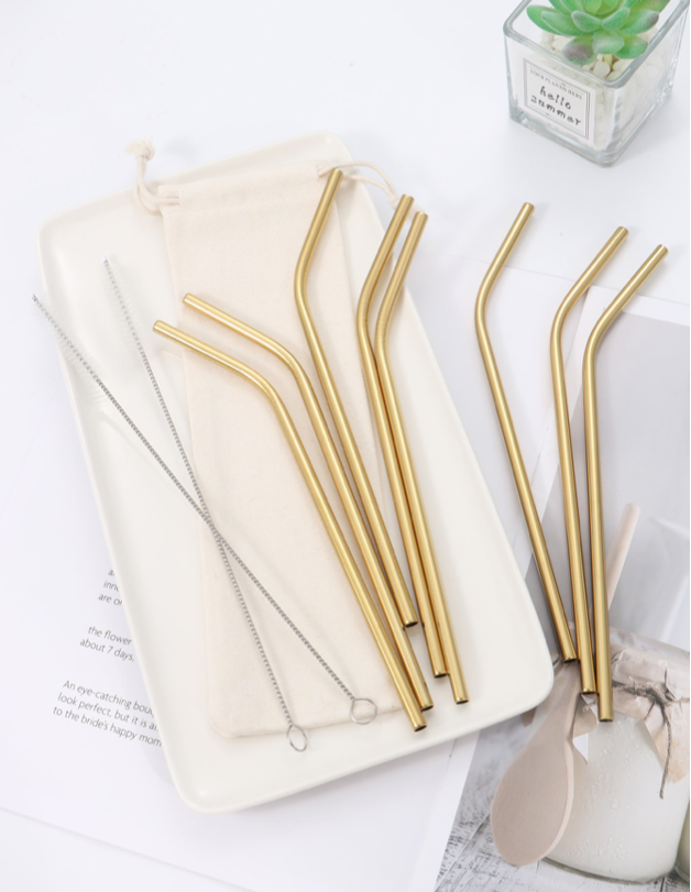 Stainless Steel Straws and Brush Set for Tumblers ( choose color )