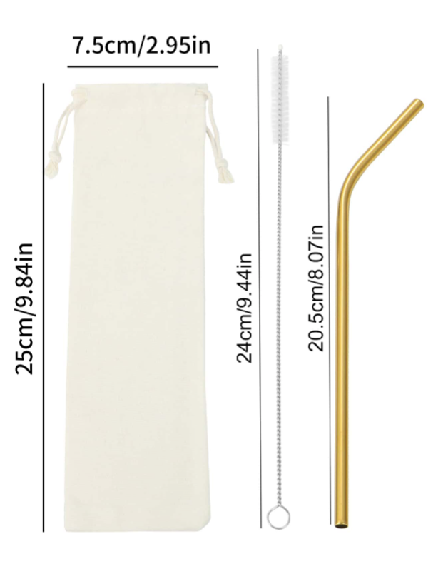Stainless Steel Straws and Brush Set for Tumblers ( choose color )