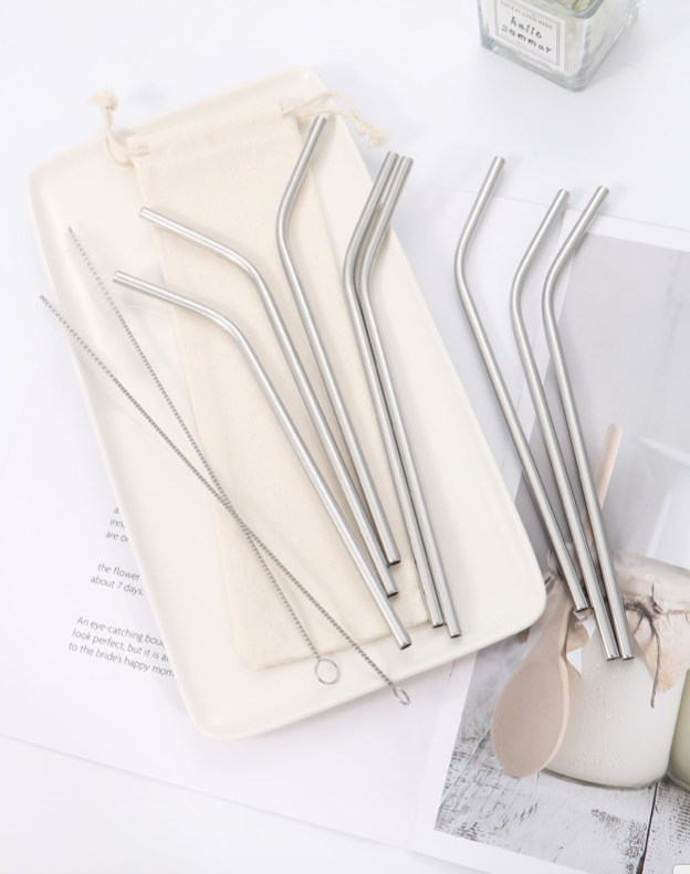 Stainless Steel Straws and Brush Set for Tumblers ( choose color )