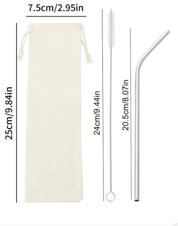 Stainless Steel Straws and Brush Set for Tumblers ( choose color )