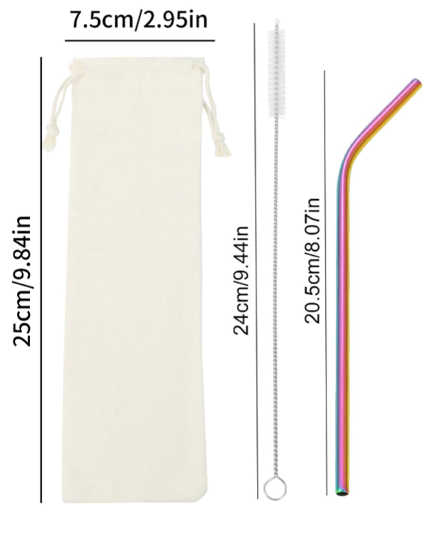 Stainless Steel Straws and Brush Set for Tumblers ( choose color )