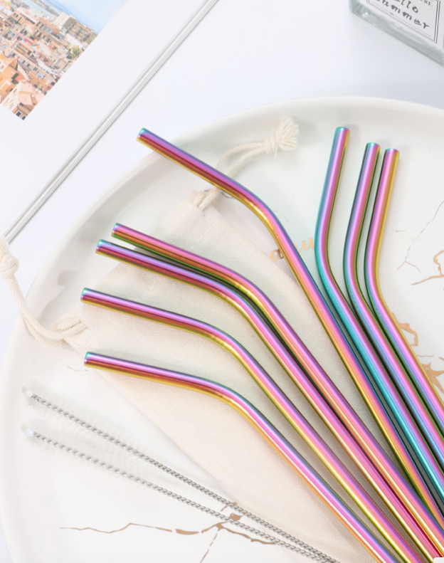 Stainless Steel Straws and Brush Set for Tumblers ( choose color )