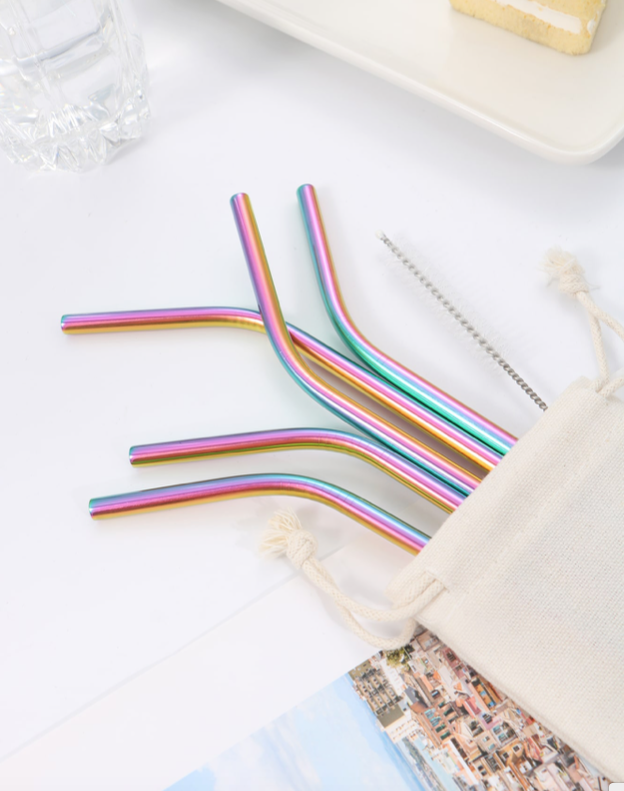 Stainless Steel Straws and Brush Set for Tumblers ( choose color )