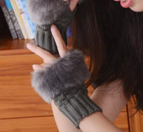 Women Fingerless Fur Gloves ( choose color )