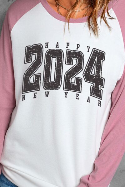 Letter Graphic Long Sleeve Round Neck T Shirt Top