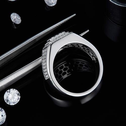 Moissanite 925 Sterling Silver Ring Mens