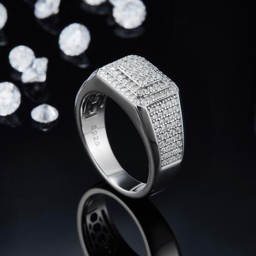 Moissanite 925 Sterling Silver Ring Mens