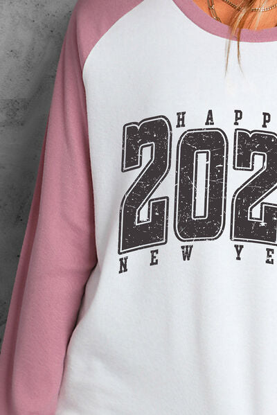 Letter Graphic Long Sleeve Round Neck T Shirt Top