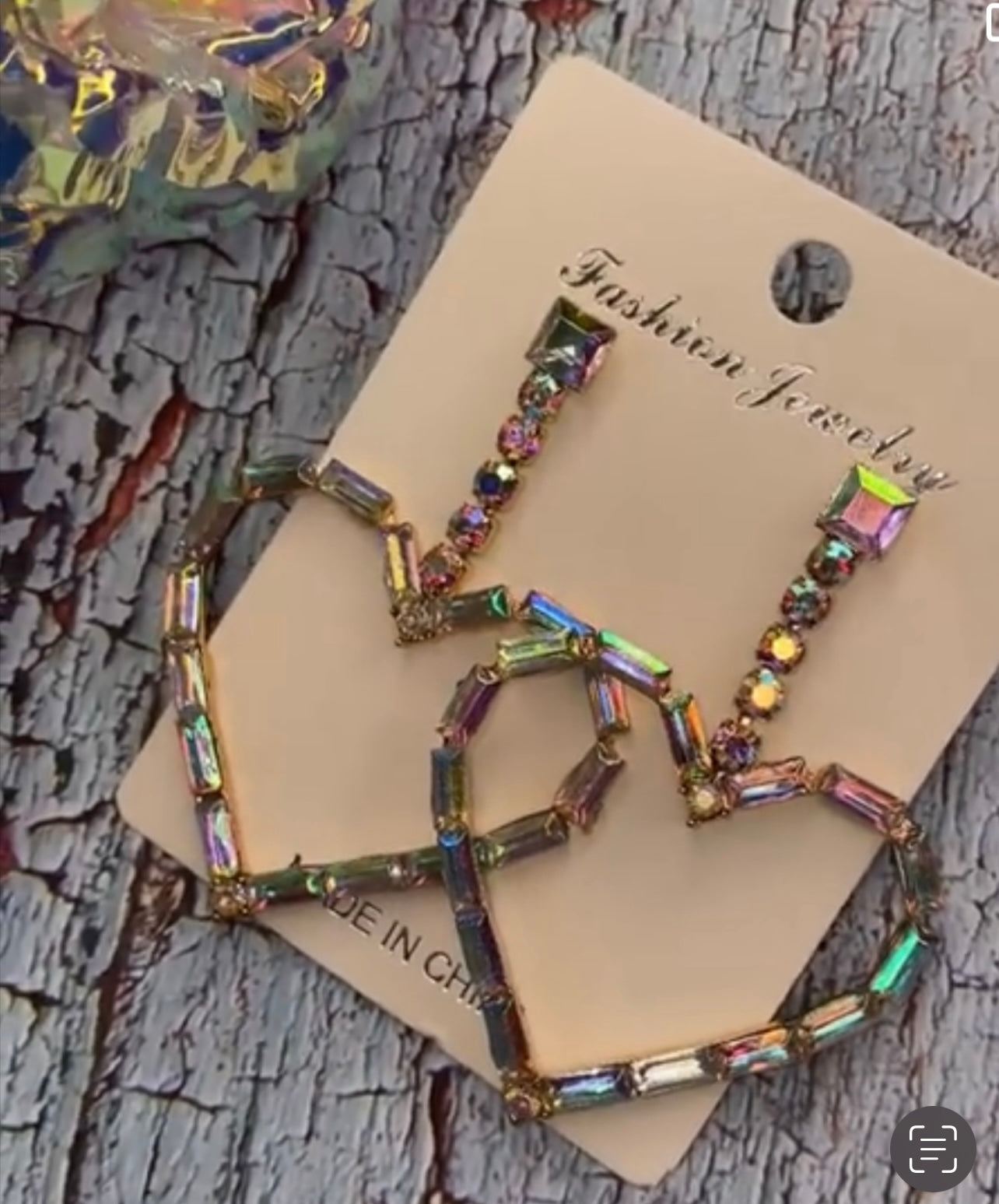 Colorful AB Iridescentl Rhinestone Heart-Shaped Post Earrings
