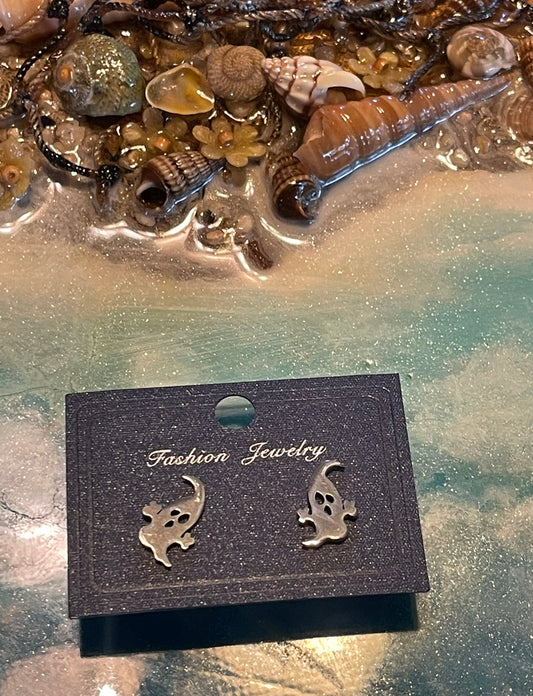 Halloween Ghost Stainless Steel Post Back Earrings ( type 1 )