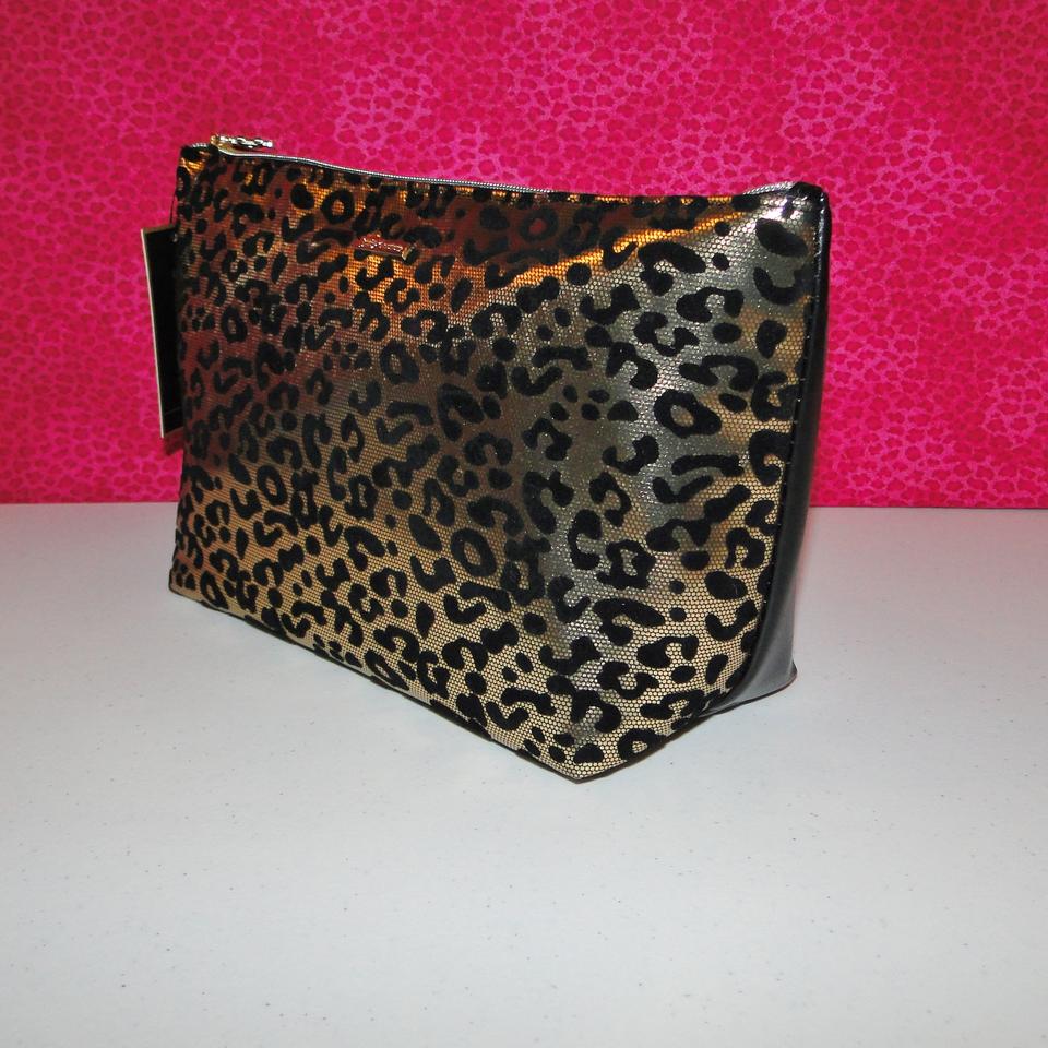 Juicy Couture Pyramid Black Gold Leopard Makeup Travel Bag Cosmetic Case