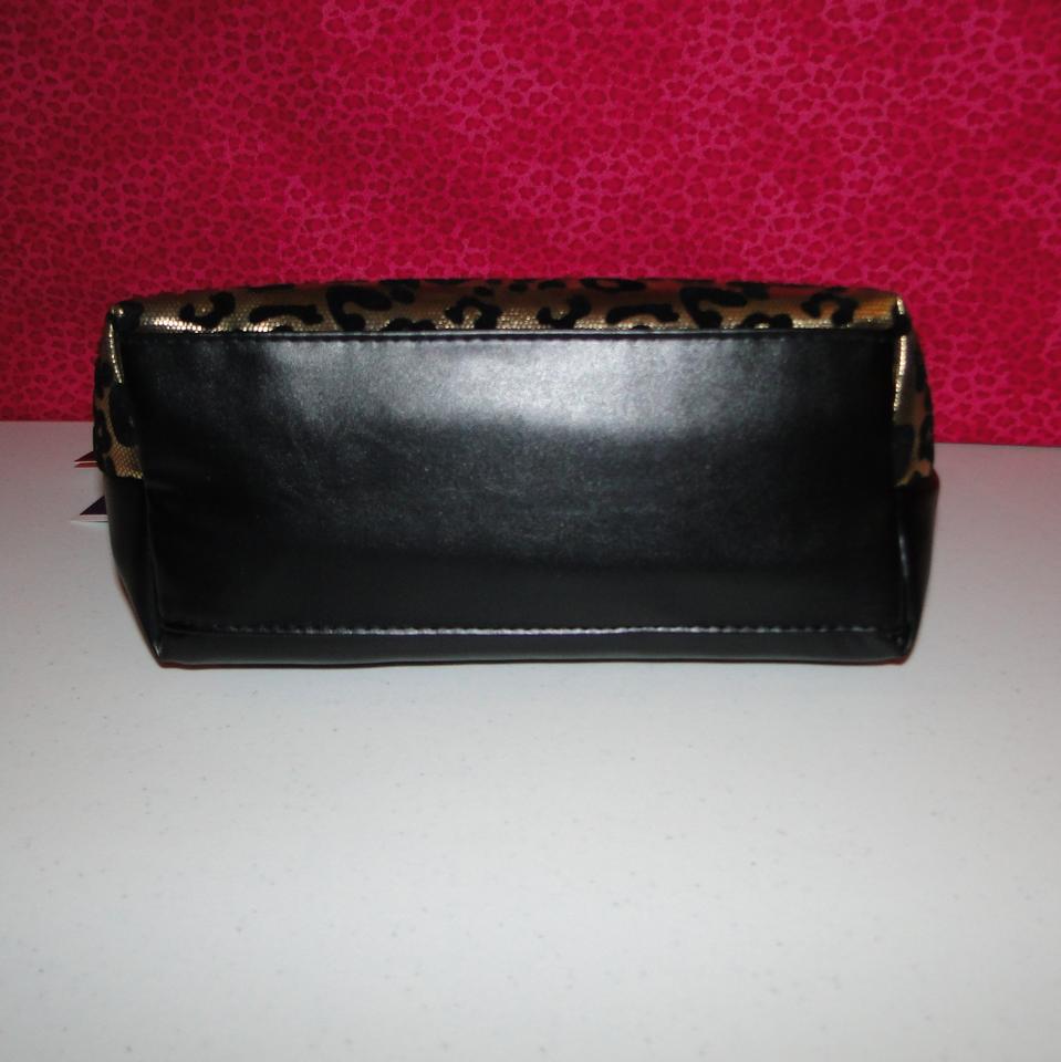 Juicy Couture Pyramid Black Gold Leopard Makeup Travel Bag Cosmetic Case