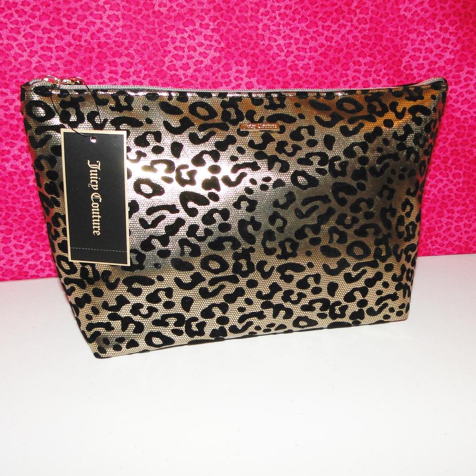 Juicy Couture Pyramid Black Gold Leopard Makeup Travel Bag Cosmetic Case