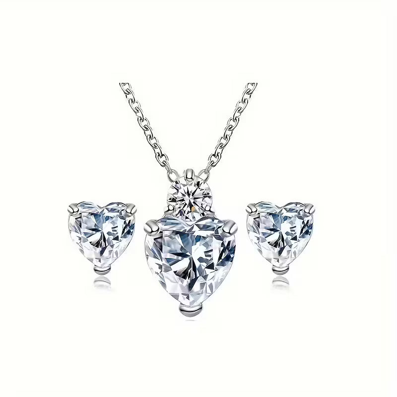 Elegant Cubic Zirconia Earrings and Necklace Set  ( Pre Order )