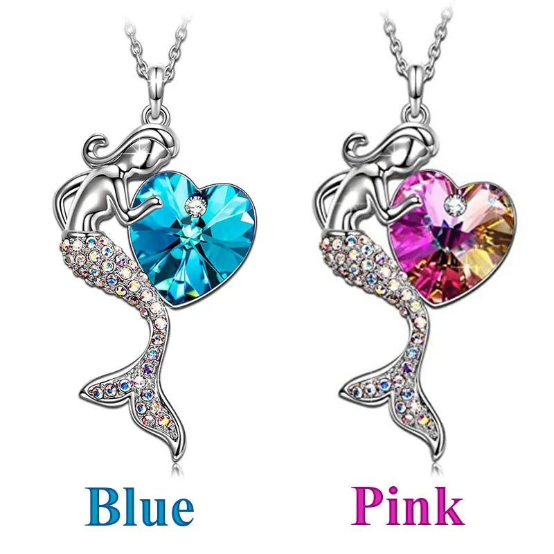 Swarovski Crystal Mermaid Heart Necklace     (   Pre Order   )