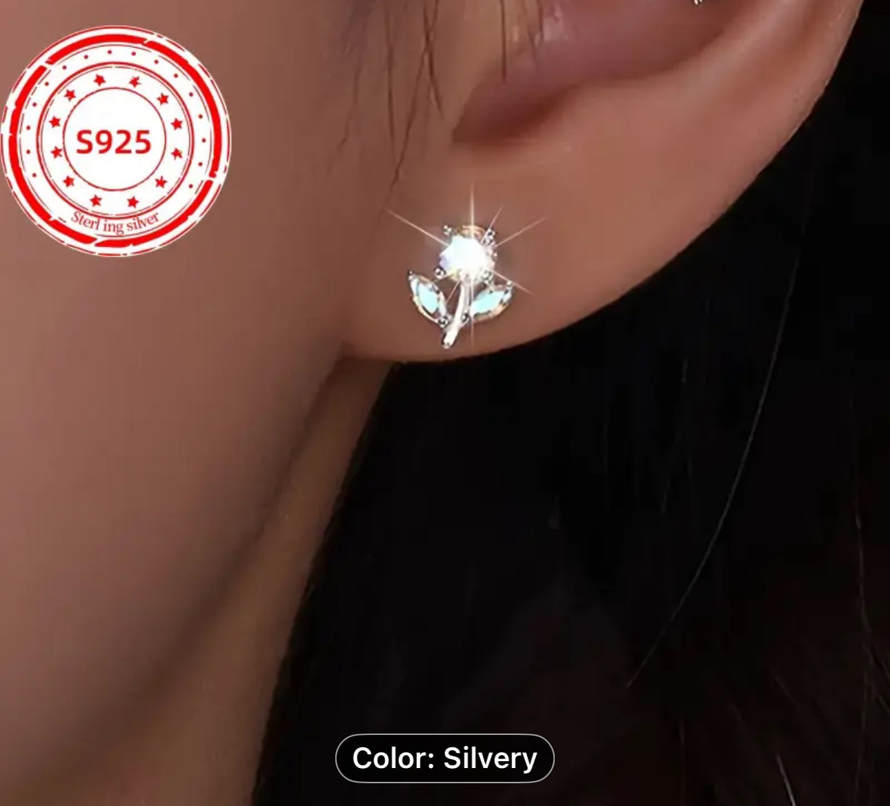 Flower Bloom Iridescent Stud Post Earrings