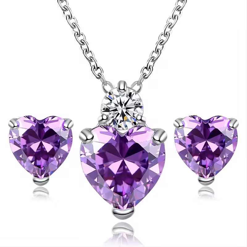 Elegant Cubic Zirconia Earrings and Necklace Set  ( Pre Order )