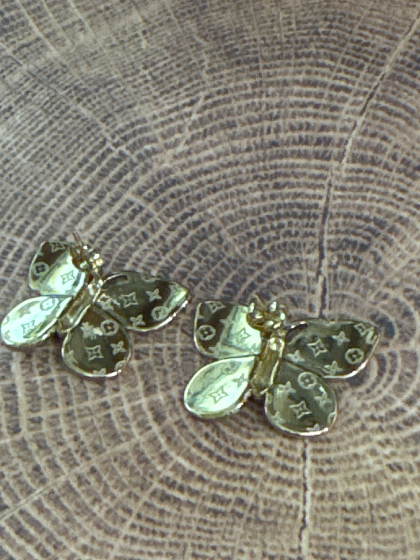 Stainless Steel Butterfly Gold Stud Post Back Earrings