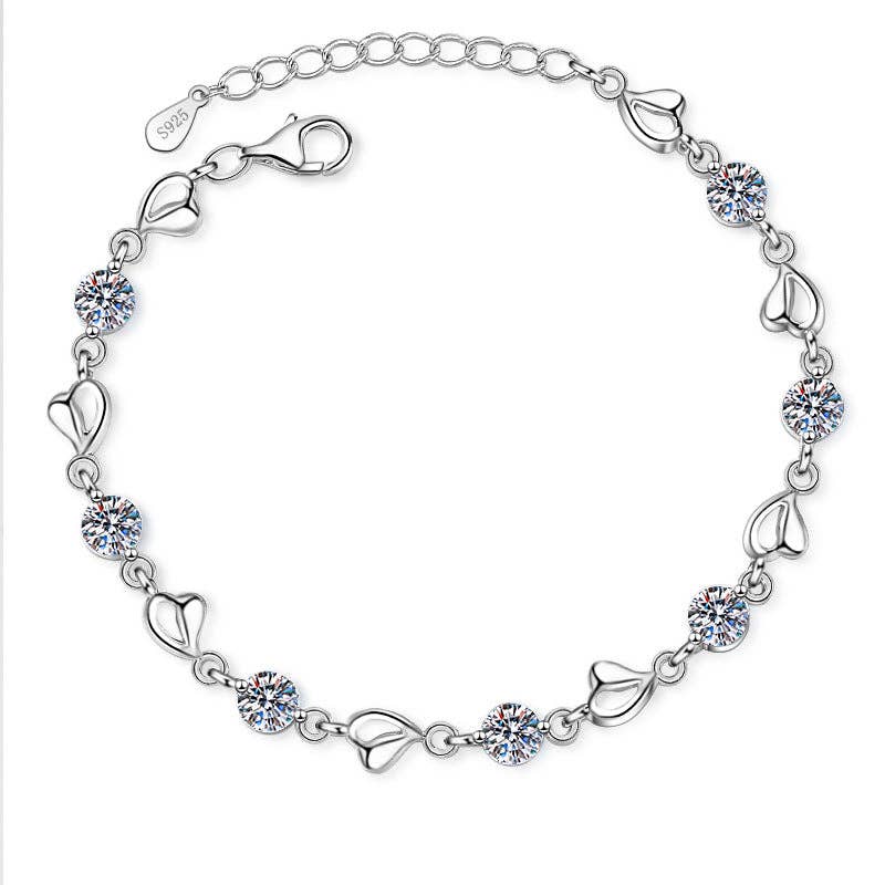 Dainty Heart Moissanite Bracelet in 925 Sterling Silver 3.5 ct