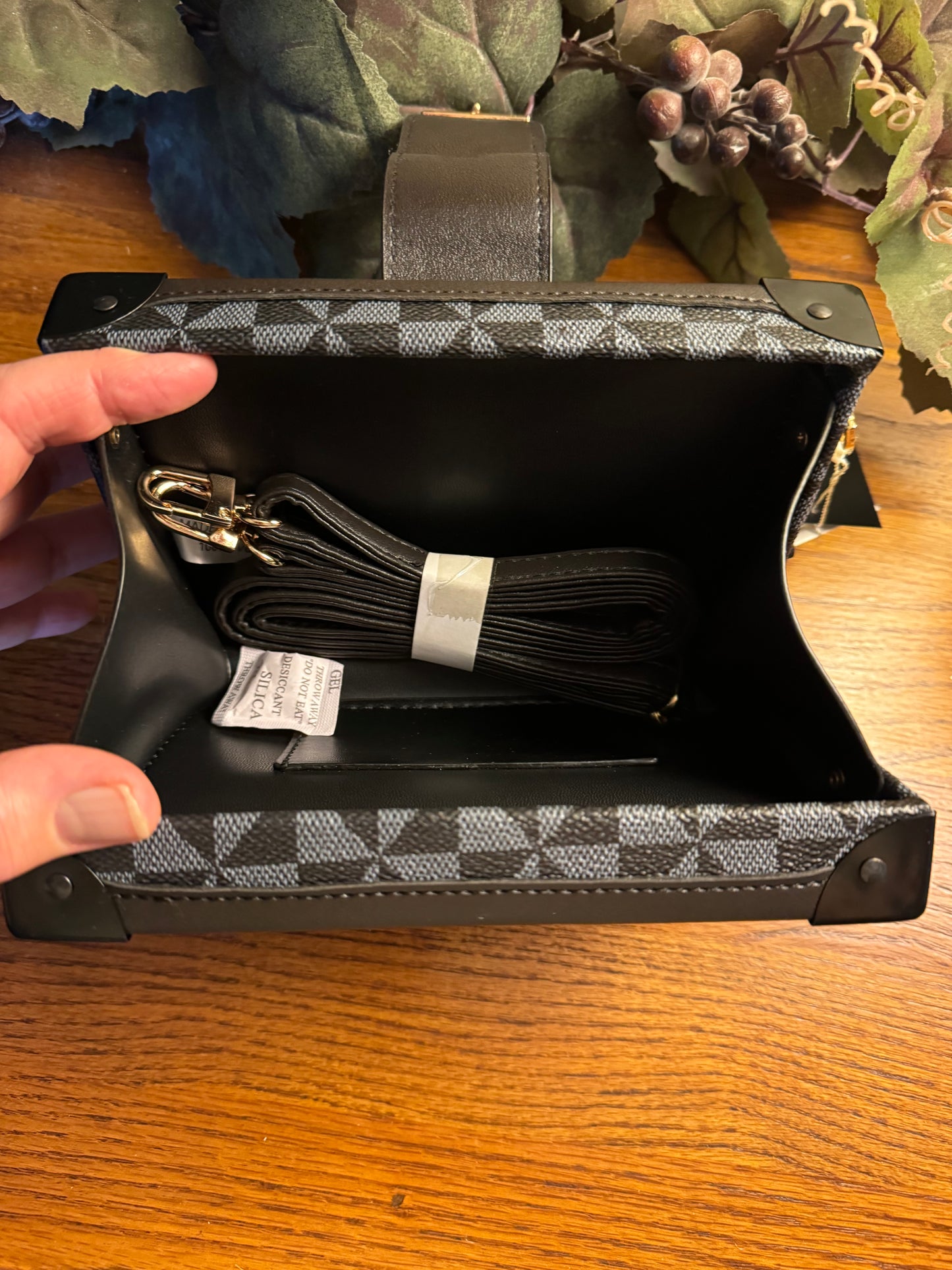 Fashion Black Monogram Boxy Crossbody Satchel  Handbag