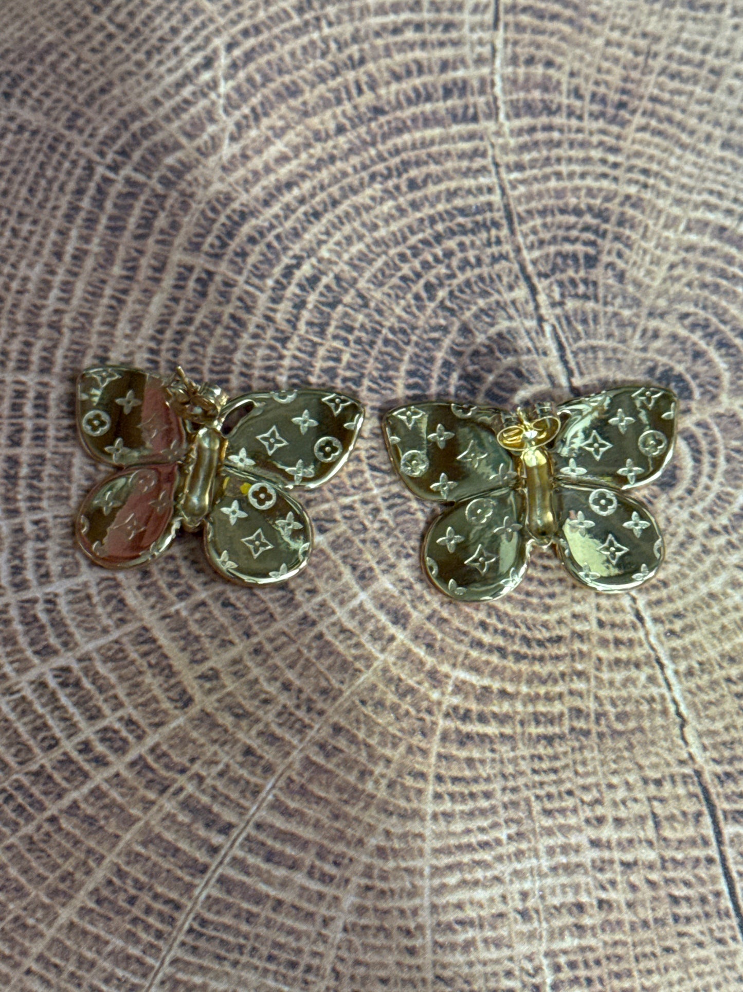 Stainless Steel Butterfly Gold Stud Post Back Earrings
